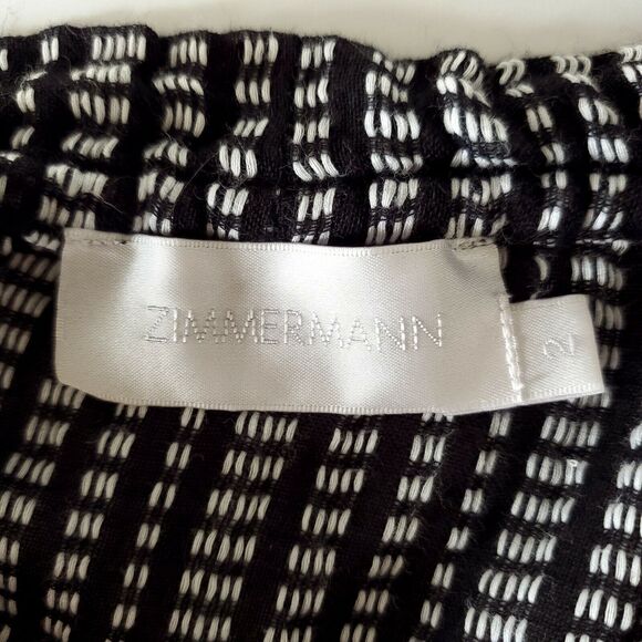 Zimmermann Pavilion Striped Dress 2 Wide Neck Off Shoulder Black Tassel Tie - Picture 9 of 11